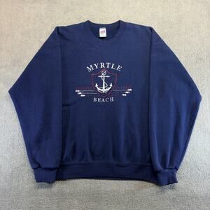 VTG Soffe Sweats Women's Crewneck Sweatshirt Navy Blue Large Myrtle Beach USA